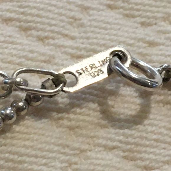 VTG Sterling Silver Multicolor Cats Eye Station Beaded Choker Necklace Extension - Picture 7 of 15